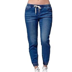 Ashley Mason Women's Casual Pull-on Stretch Jeans Drawstring Elastic